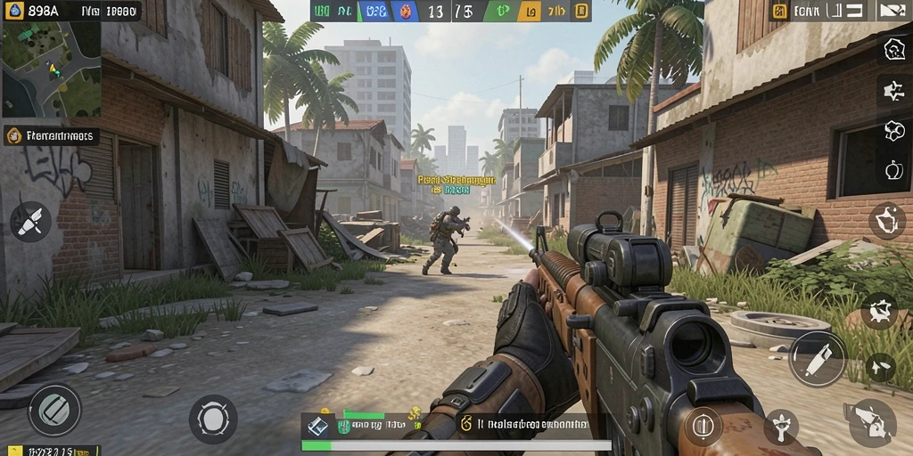 Tampilan gameplay menegangkan dalam 898A dengan aksi tembak-menembak.