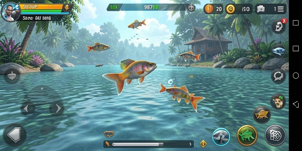 Tampilan gameplay 987UP yang menakjubkan dengan suasana memancing yang realistis.