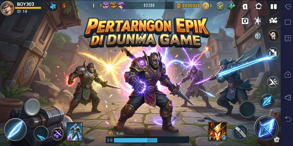 Screenshot BOY303 menampilkan aksi pertarungan penuh energi.