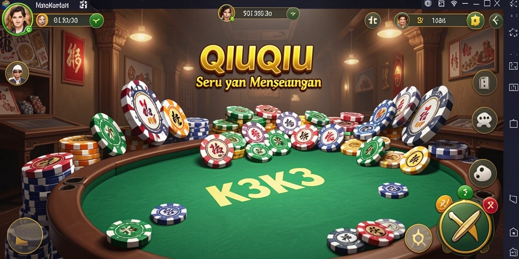 Screenshot utama K3K3 menunjukkan aksi gameplay QiuQiu yang seru.