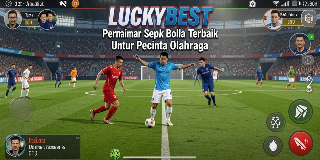 Tampilan seru gameplay LUCKYBEST saat pertandingan sepak bola.
