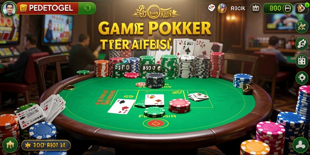 Screenshot utama PEDETOGEL menunjukkan aktivitas seru di meja poker.