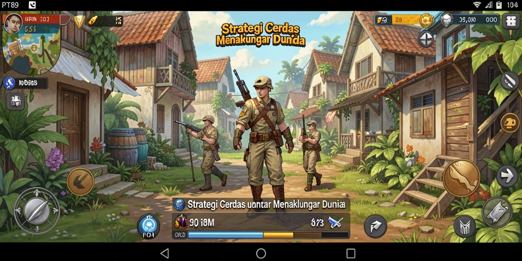 Screenshot gameplay PT89 menunjukkan pertempuran strategis yang intens.