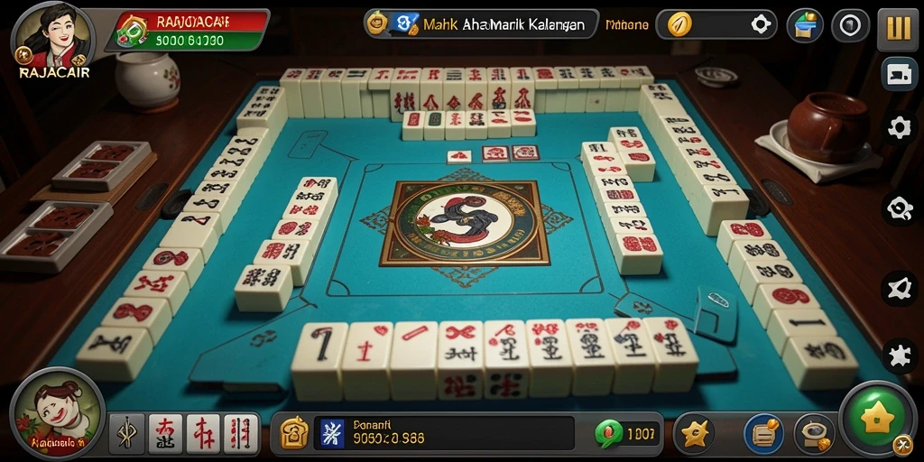Tampilan gameplay yang menarik di RAJACAIR, menunjukkan aksi Mahjong yang seru.