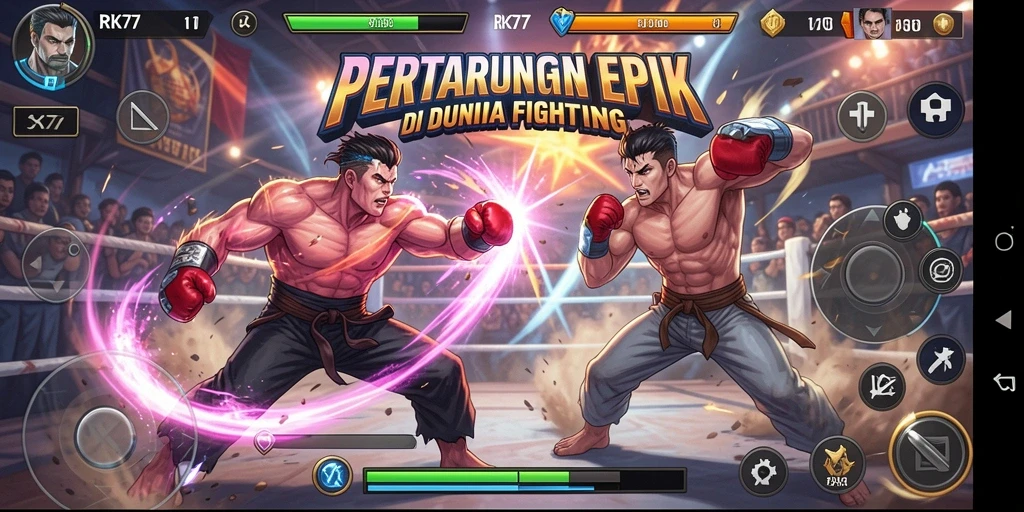 Gameplay RK77 menampilkan pertarungan epik yang mendebarkan.