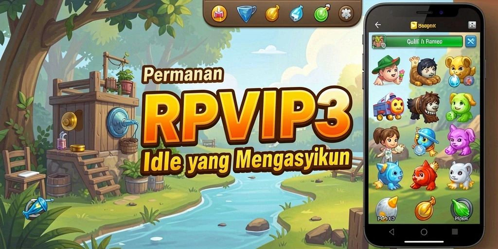 Tampilan gameplay menawan dalam RPVIP3 yang penuh warna.