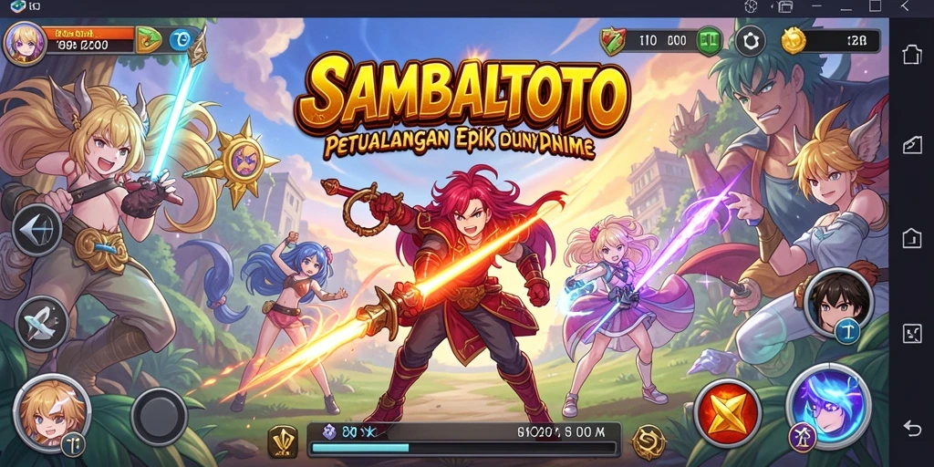 Screenshot gameplay <strong>SAMBALTOTO</strong> yang memperlihatkan aksi pertarungan karakter anime.