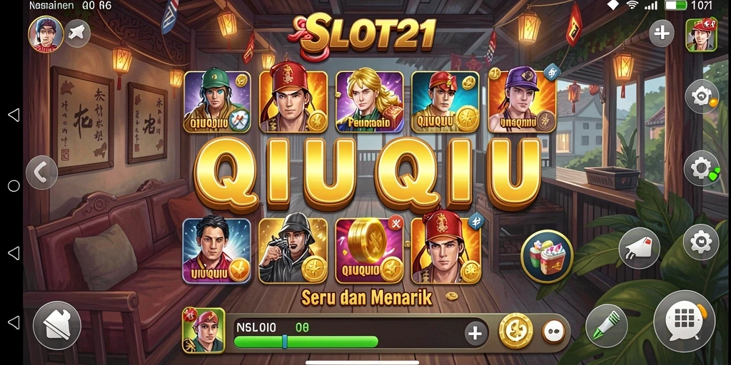 Tangkapan layar gameplay SLOT21 menampilkan suasana kompetitif permainan QiuQiu.